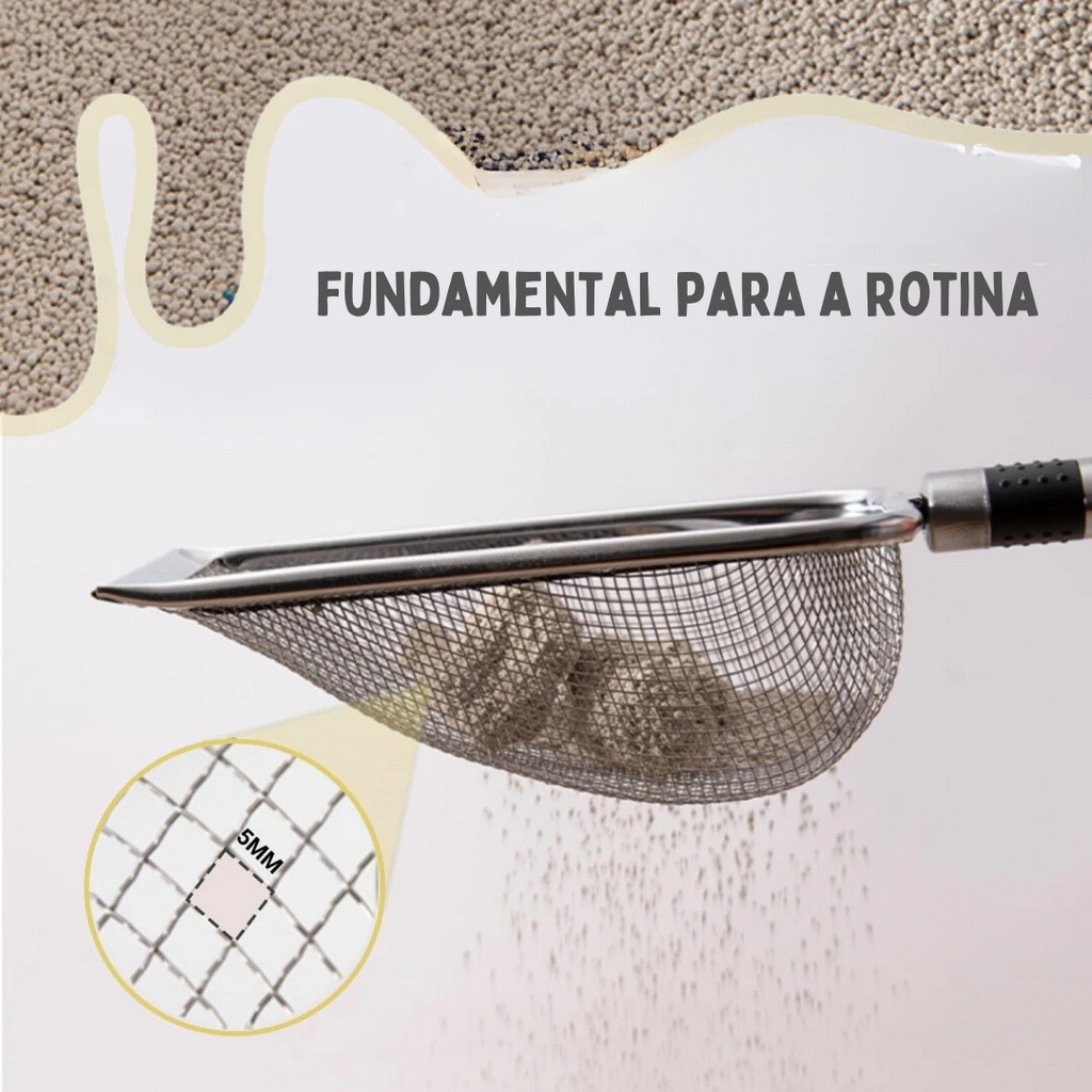Pá Higiênica em Inox Coletora de Fezes para Caixa de Areia de Gatos