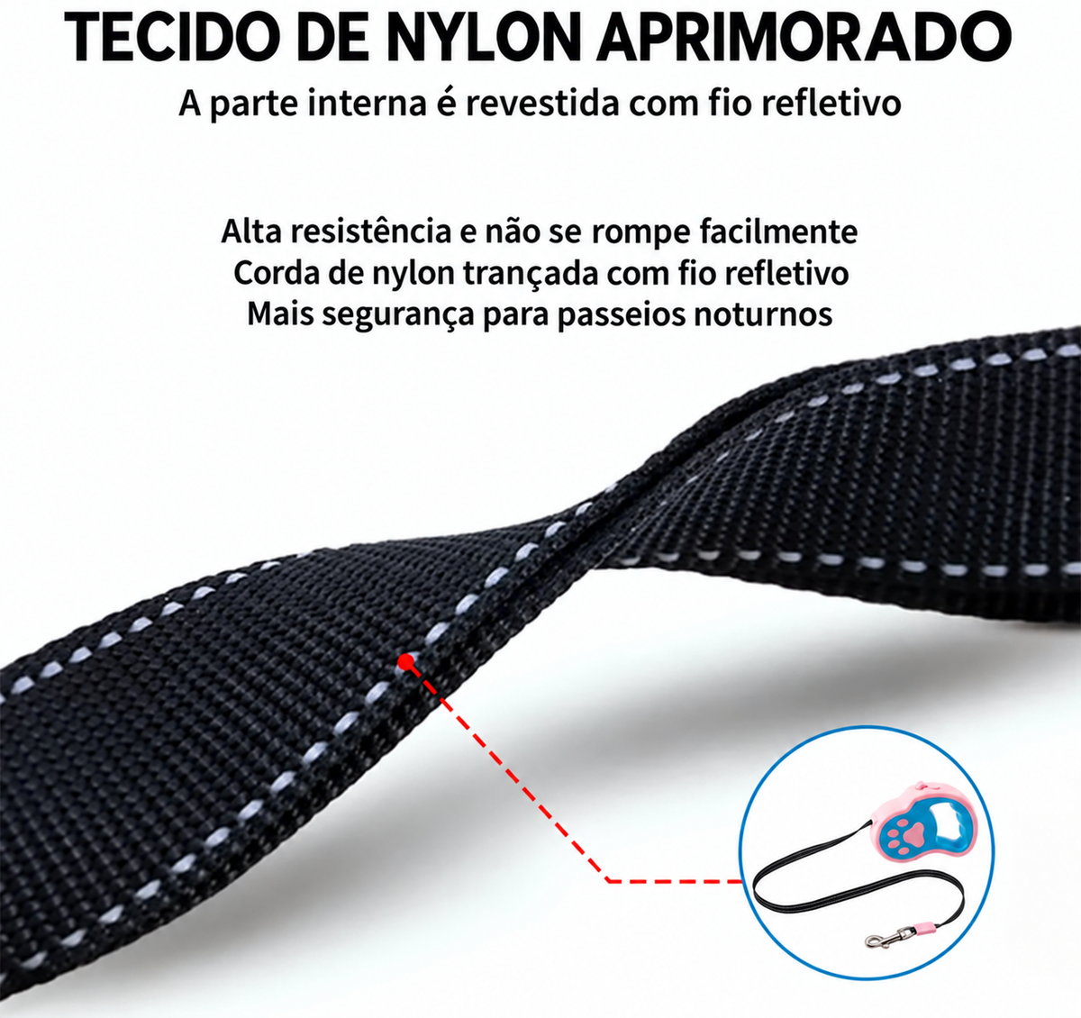 Guia Retrátil para Cachorro 3-5m com Trava de Segurança – Linha Premium para Passeios