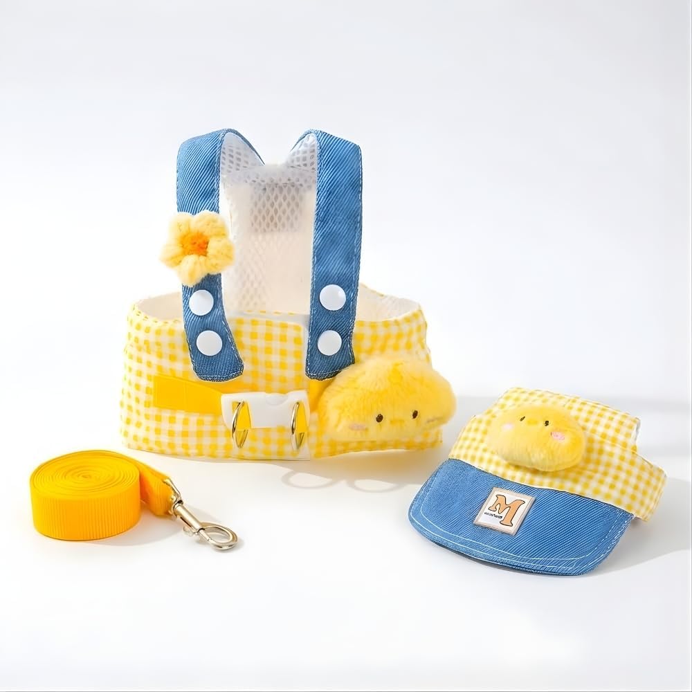 Kit Peitoral com Guia e Chapéu para Passeios para Cães e Gatos
