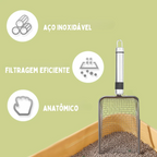 Pá Higiênica em Inox Coletora de Fezes para Caixa de Areia de Gatos