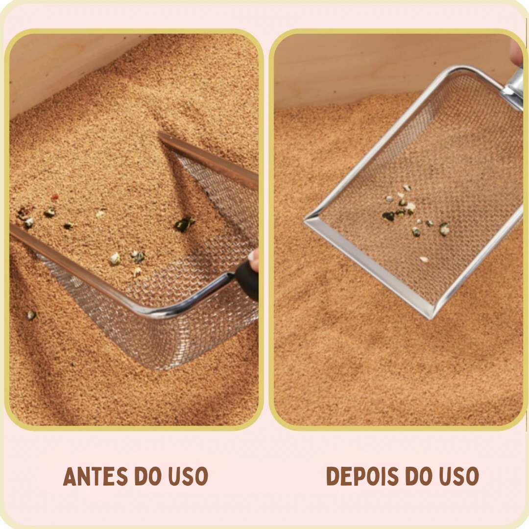Pá Higiênica em Inox Coletora de Fezes para Caixa de Areia de Gatos