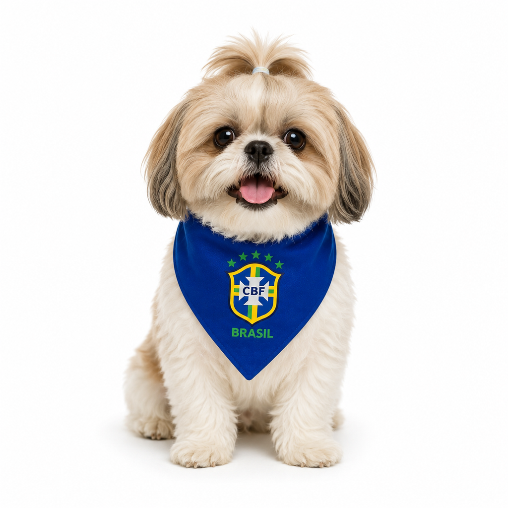 Bandana Premium Brasil Copa do Mundo - TorcidaPet™ Ajustável para Cães e Gatos