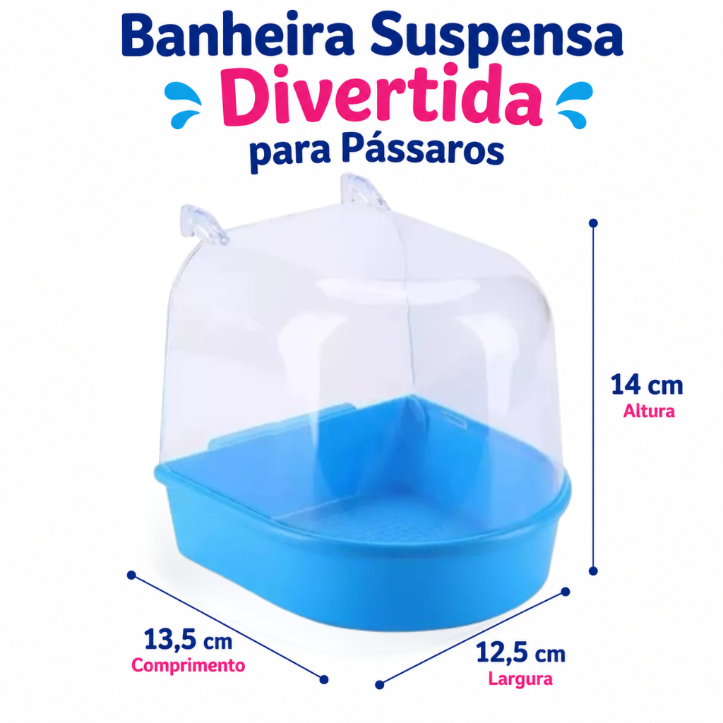 Banheira Italiana Suspensa Divertida para Pássaros – Calopsitas, Canários e Outras Aves