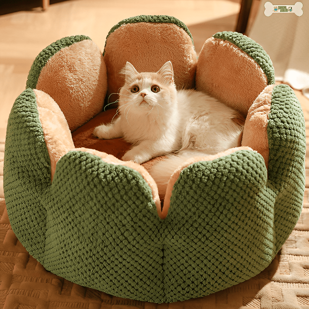 Cama Puff Pet Florzinha™  - Ultra Macia Para Gatos + BRINDE:  Bolinha Interativa Inteligente