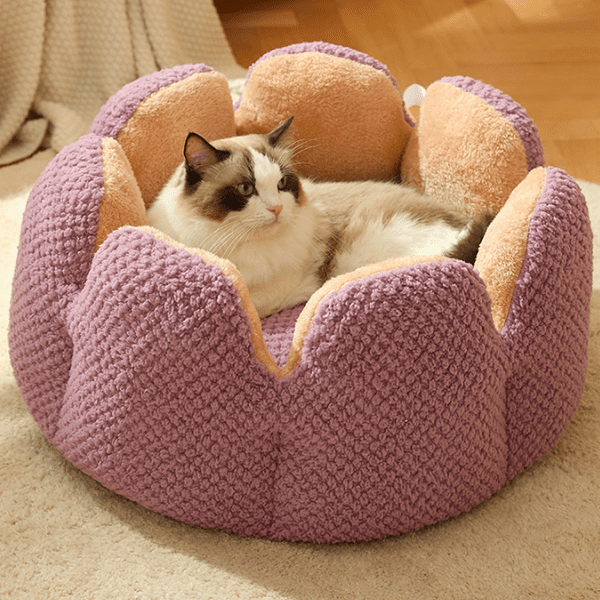 Cama Puff Pet Florzinha™  - Ultra Macia Para Gatos + BRINDE:  Bolinha Interativa Inteligente