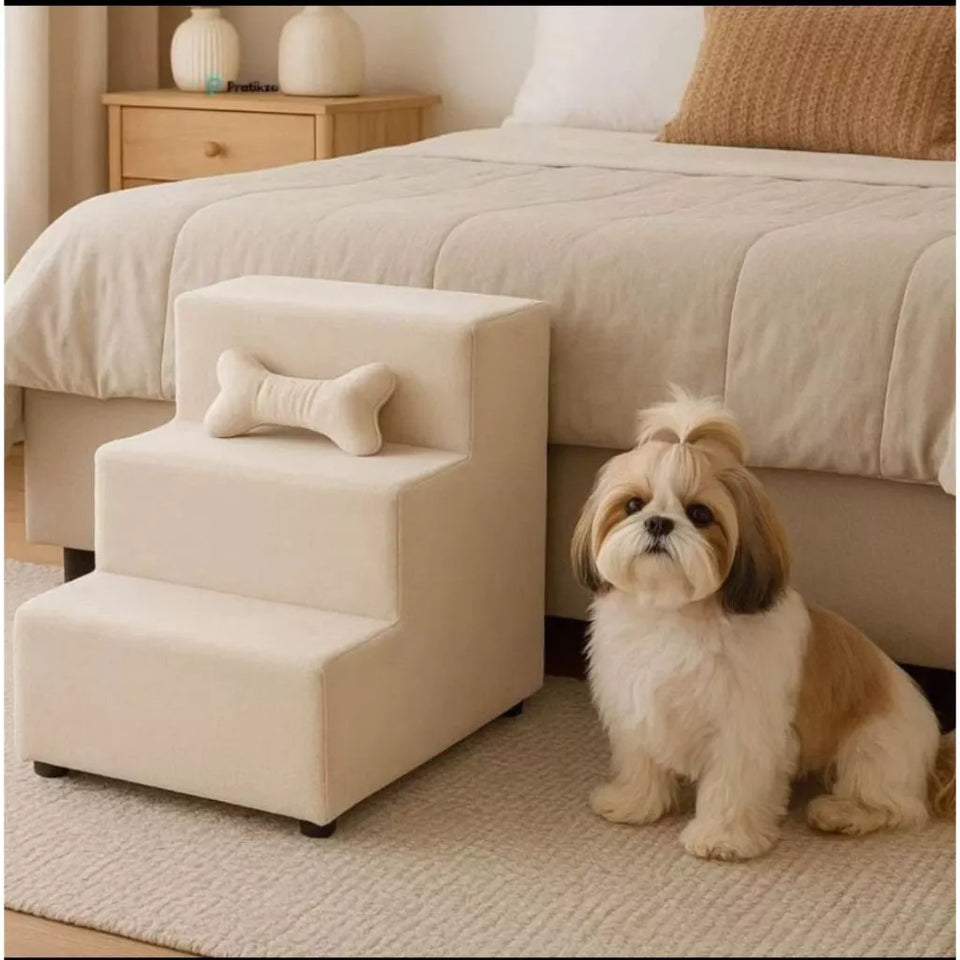 Escada 3 Degraus Impermeável em Suede para Cachorro e Gato