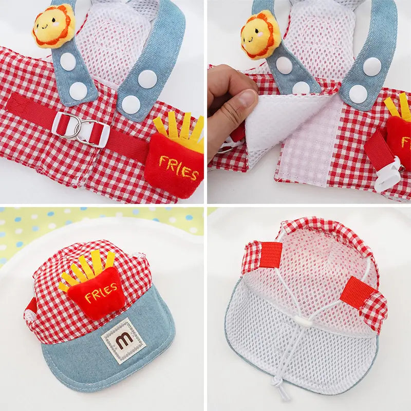 Kit Peitoral com Guia e Chapéu para Passeios para Cães e Gatos