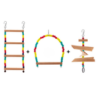 Kit de Brinquedos para Pássaros – Escadas, Balanços, Poleiros e Plataformas