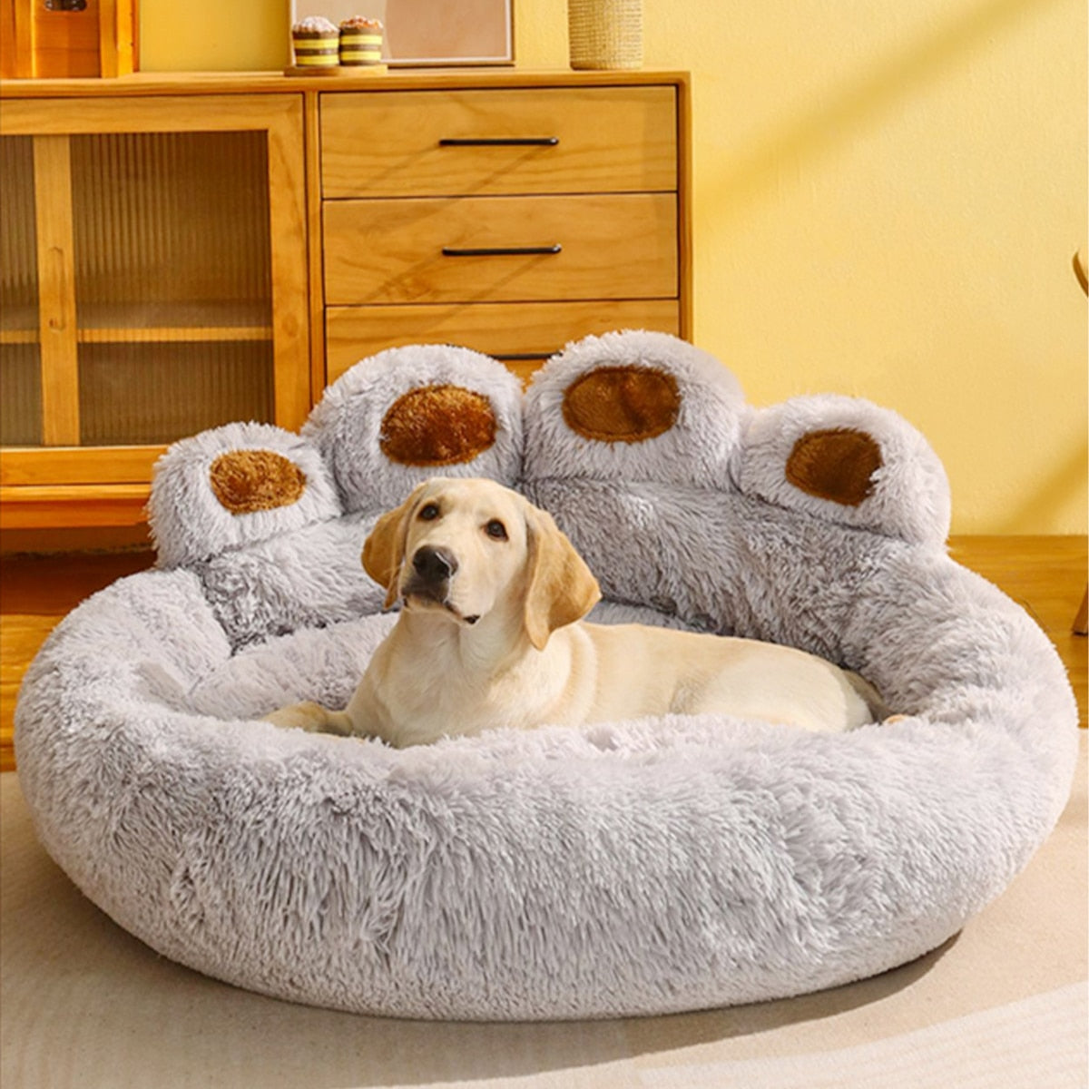 Cama Anti Ansiedade em Formato de Pata para Cachorro e Gato - Pet Pawzy™