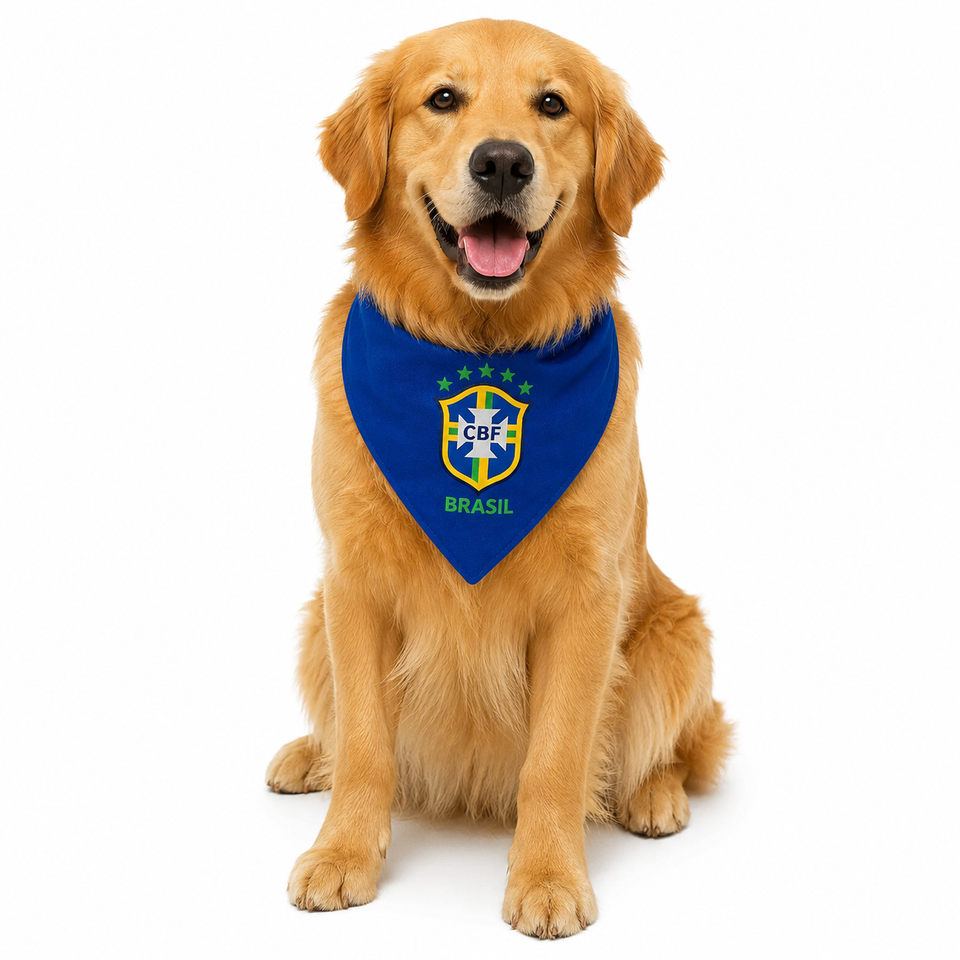 Bandana Premium Brasil Copa do Mundo - TorcidaPet Ajustável para Cães e Gatos - imagem 1