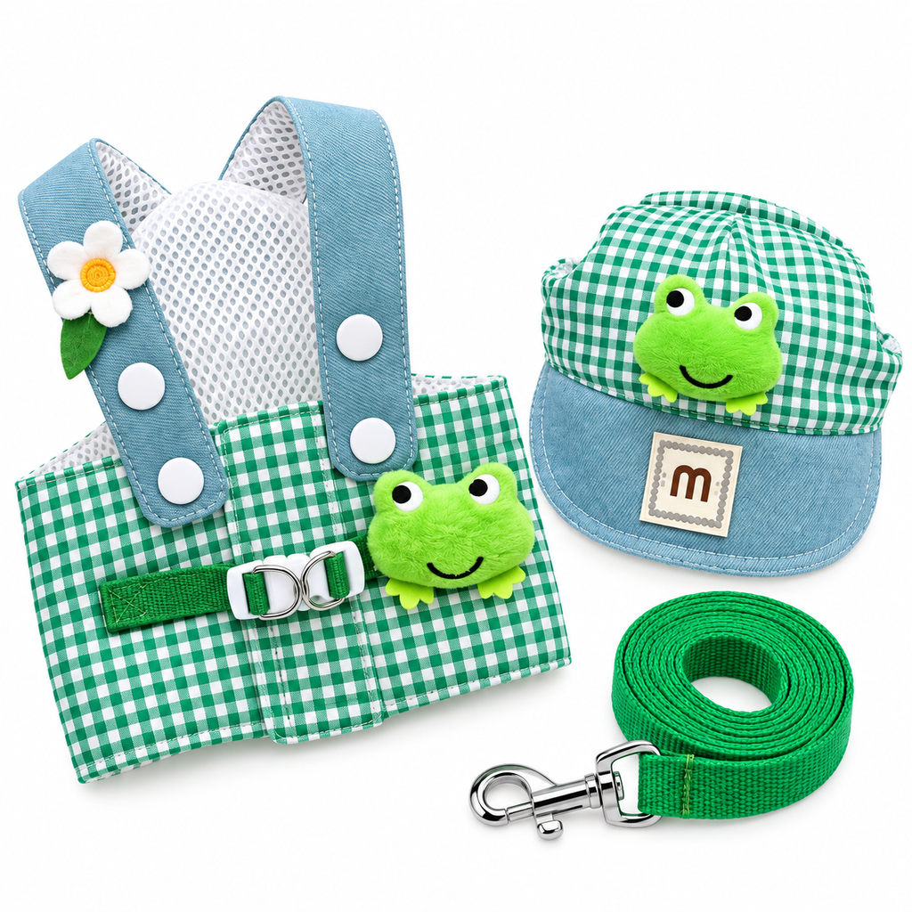 Kit Peitoral com Guia e Chapéu para Passeios para Cães e Gatos