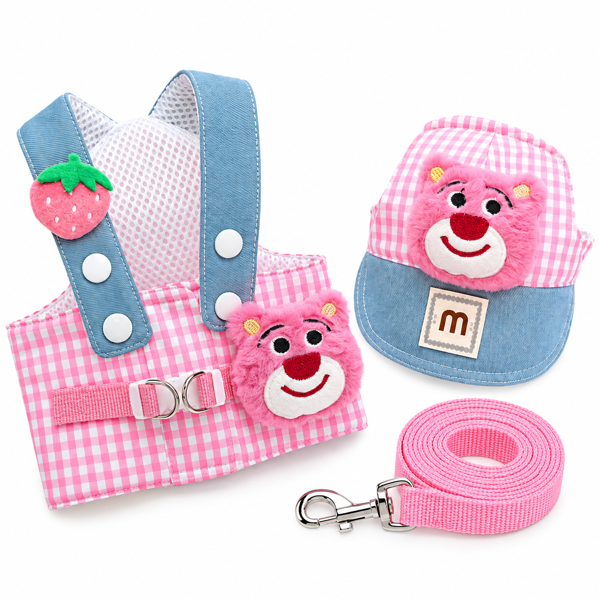 Kit Peitoral com Guia e Chapéu para Passeios para Cães e Gatos