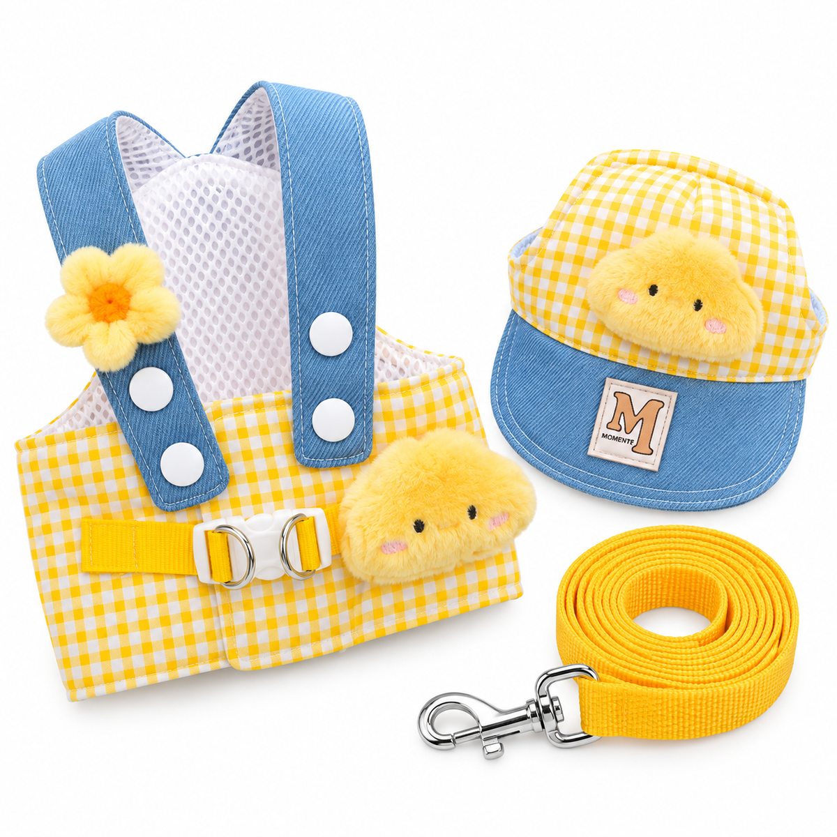 Kit Peitoral com Guia e Chapéu para Passeios para Cães e Gatos