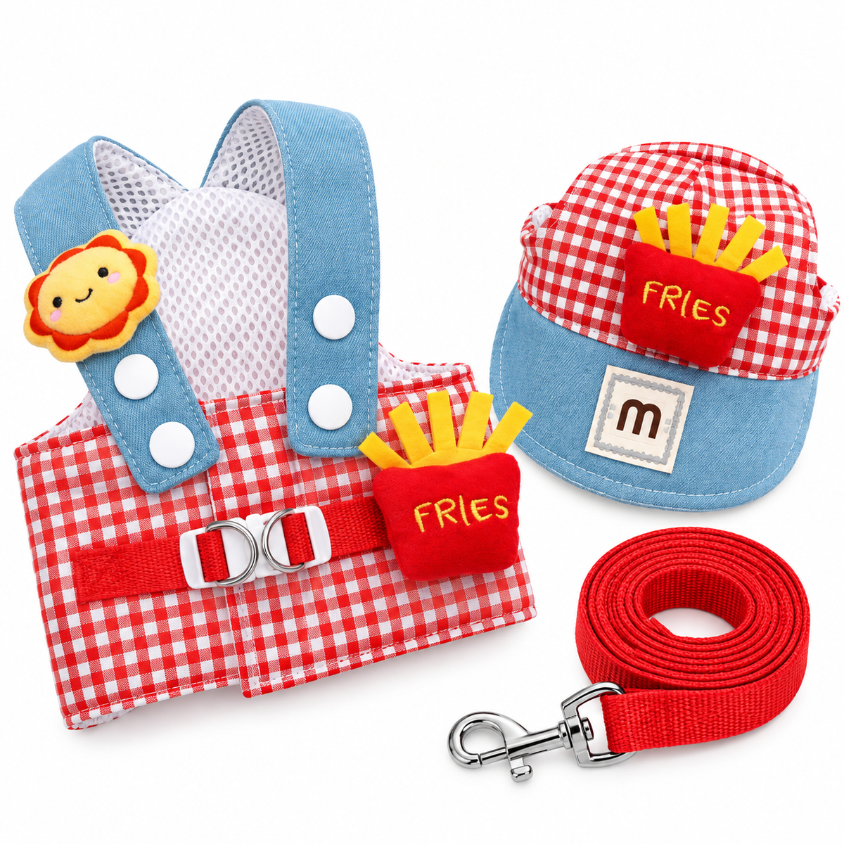 Kit Peitoral com Guia e Chapéu para Passeios para Cães e Gatos