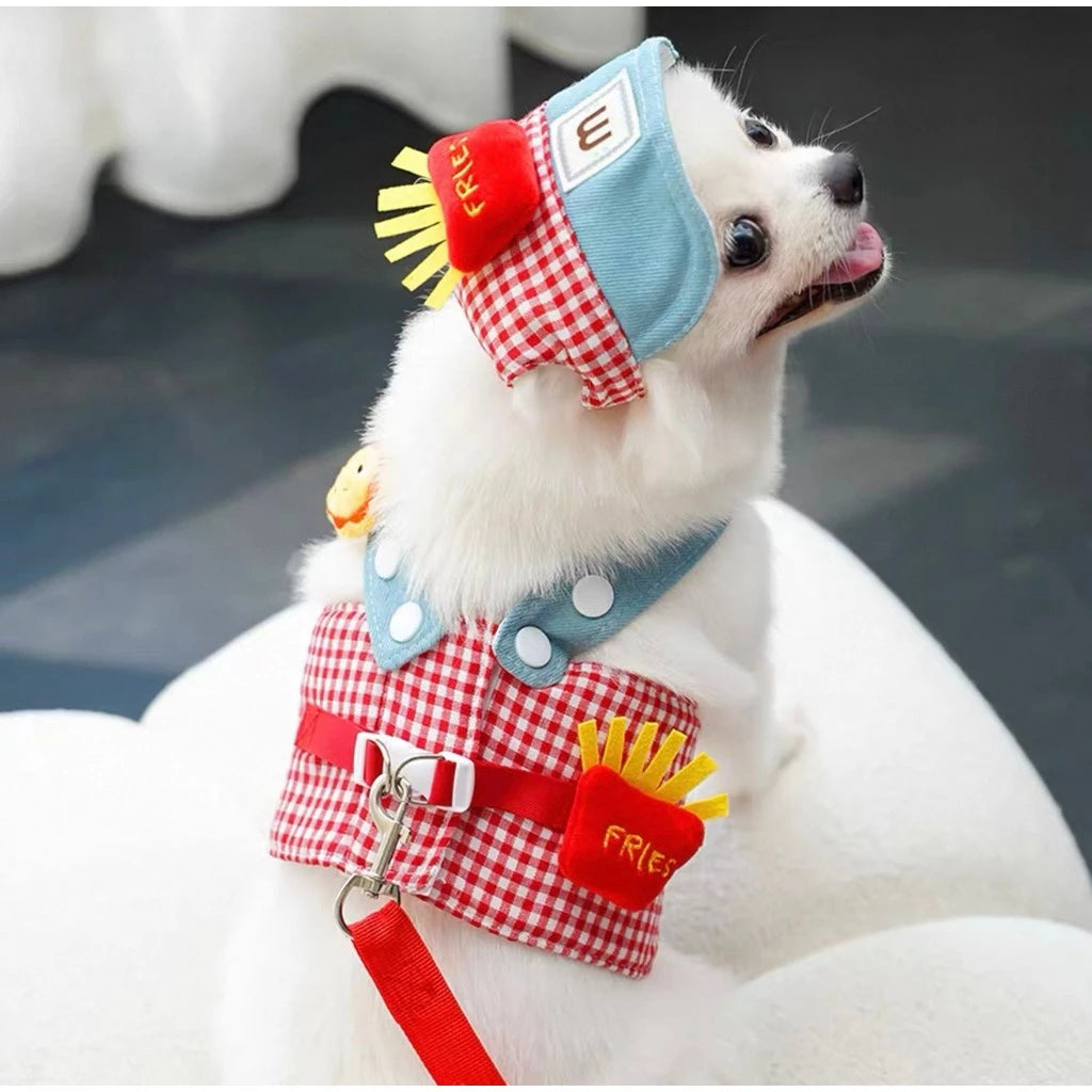 Kit Peitoral com Guia e Chapéu para Passeios para Cães e Gatos