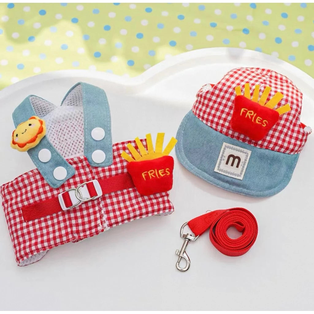 Kit Peitoral com Guia e Chapéu para Passeios para Cães e Gatos