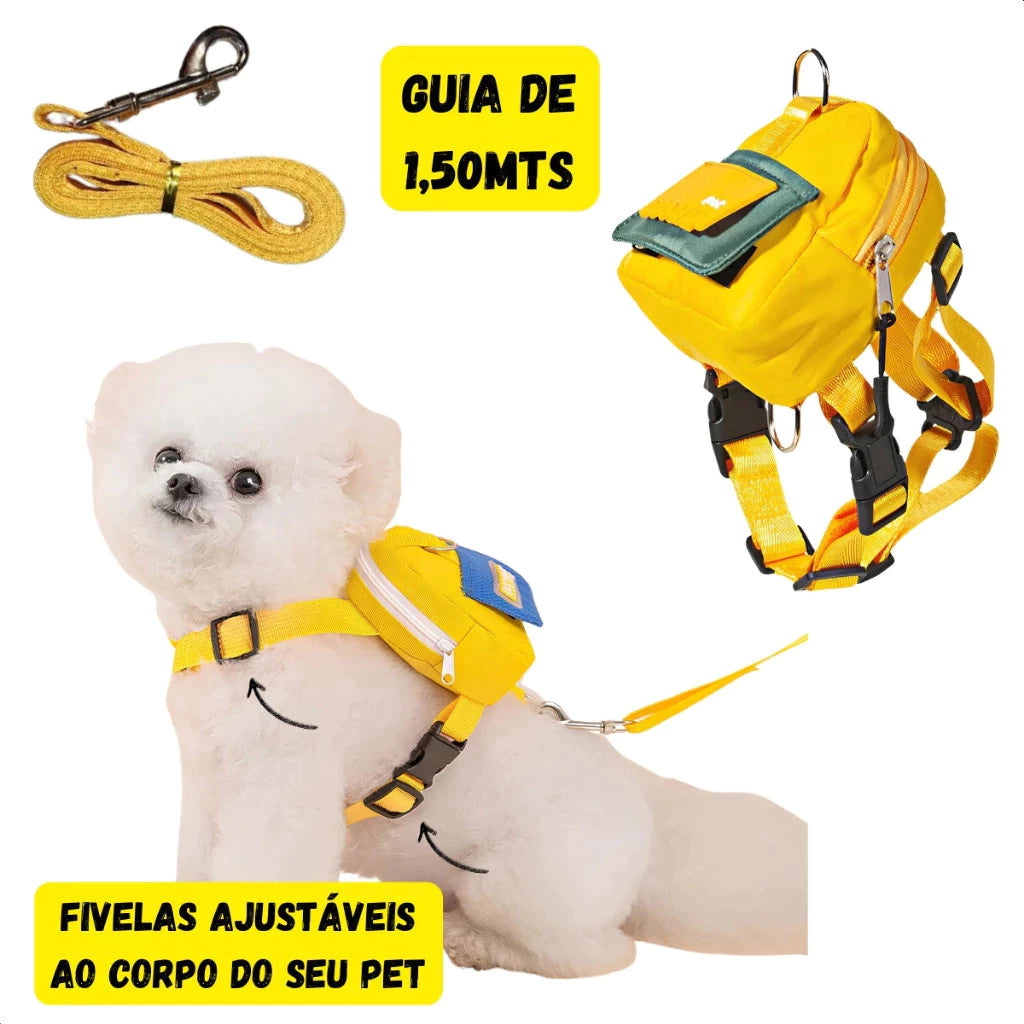 Mochila Pet com Peitoral e Guia Para Animais - Conforto e Praticidade para Passeios