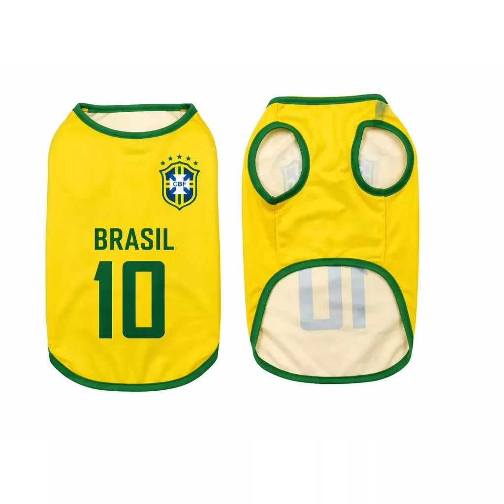 Roupinha Copa do Mundo Brasil - TorcidaPet™ com Número para Pets