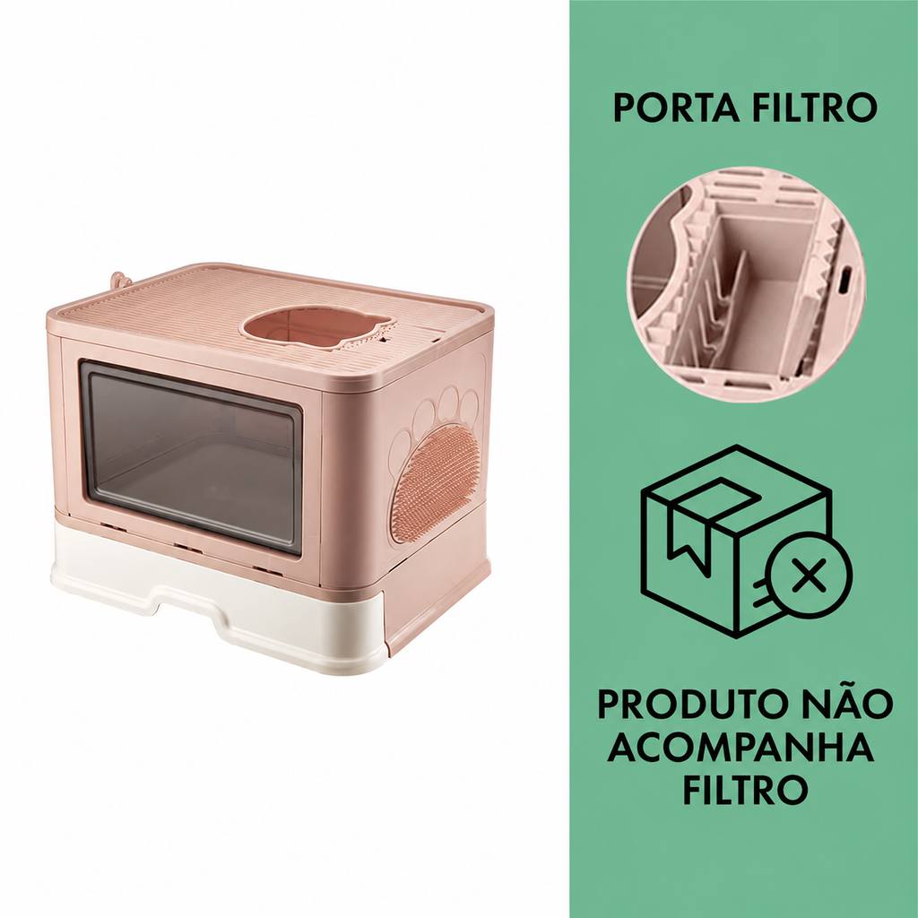 Caixa de Areia Premium Fechada com Entrada Superior e Arranhador – Snouty™