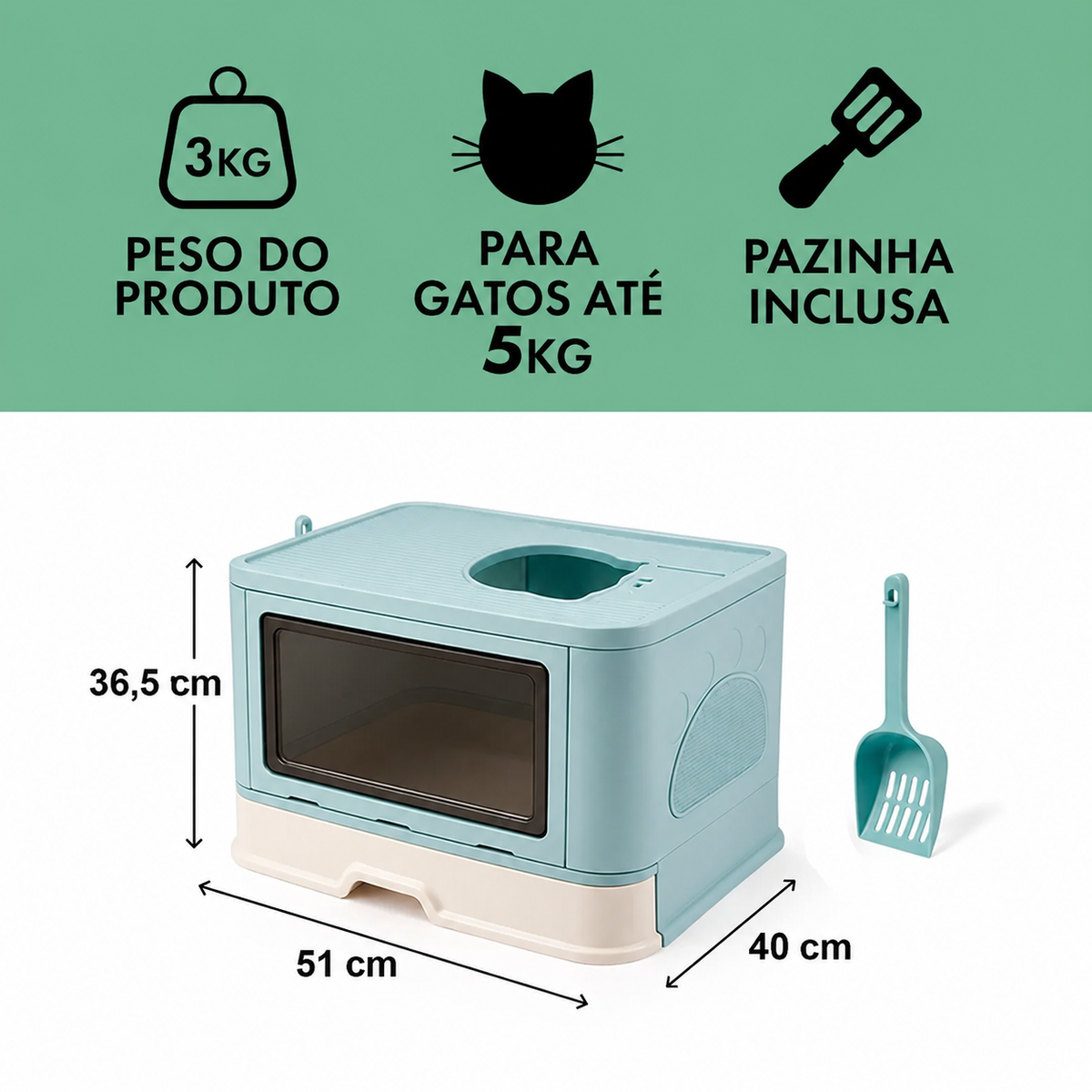 Caixa de Areia Premium Fechada com Entrada Superior e Arranhador – Snouty™