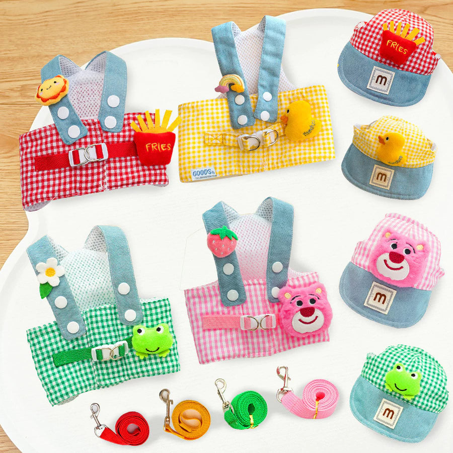 Kit Peitoral com Guia e Chapéu para Passeios para Cães e Gatos